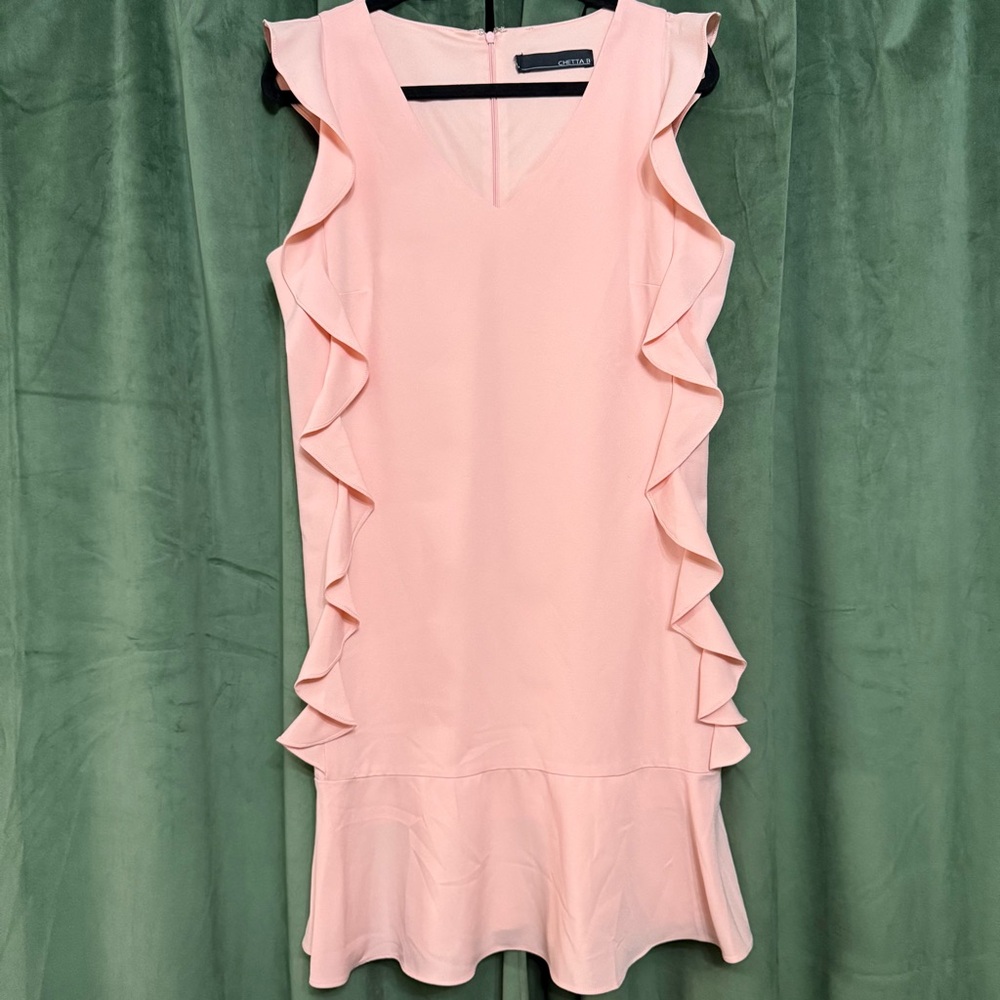 Chetta B Soft Pink Ruffle Mini Dress - Size 12
